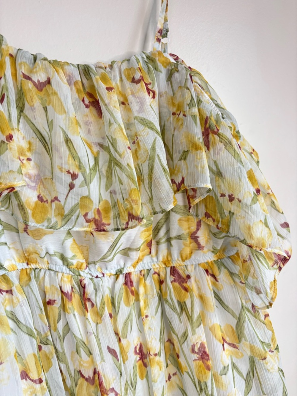 Missguided Yellow Floral High-Low Off-Shoulder Tiered Dress - Picture 3 of 6